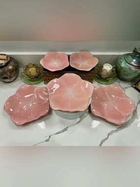 VTG Princess House Inspired Classics - Elegant Pink & Green Flower Plates VGUC